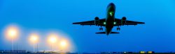 Airplane taking off at an airport