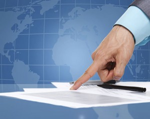 Man pointing to documents