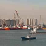 Port of Tianjin China and Boats