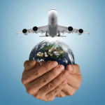 World w Hands and Airplane (1)