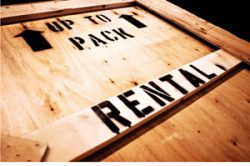 Crates for importing trade show merchandise.