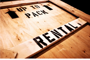 Crates for importing trade show merchandise.