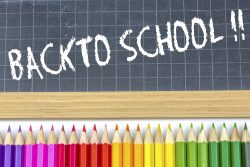 Welcome back to school written on a blackboard